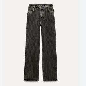 Zara Pinstripe Straight Leg Mid-Rise Jeans